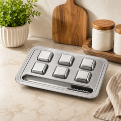 6 PCS Stainless Steel Silver Ice Cube Set