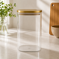 Transparent Storage Jar with Steel Cap | Kitchen Storage Container