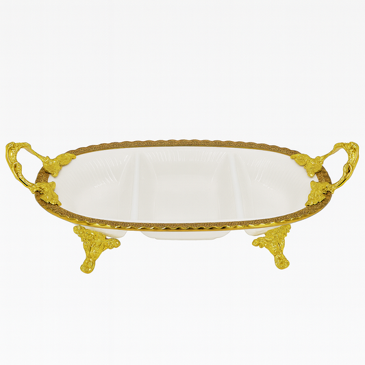 Luxury White Serving Dish Collection – Gold Accents