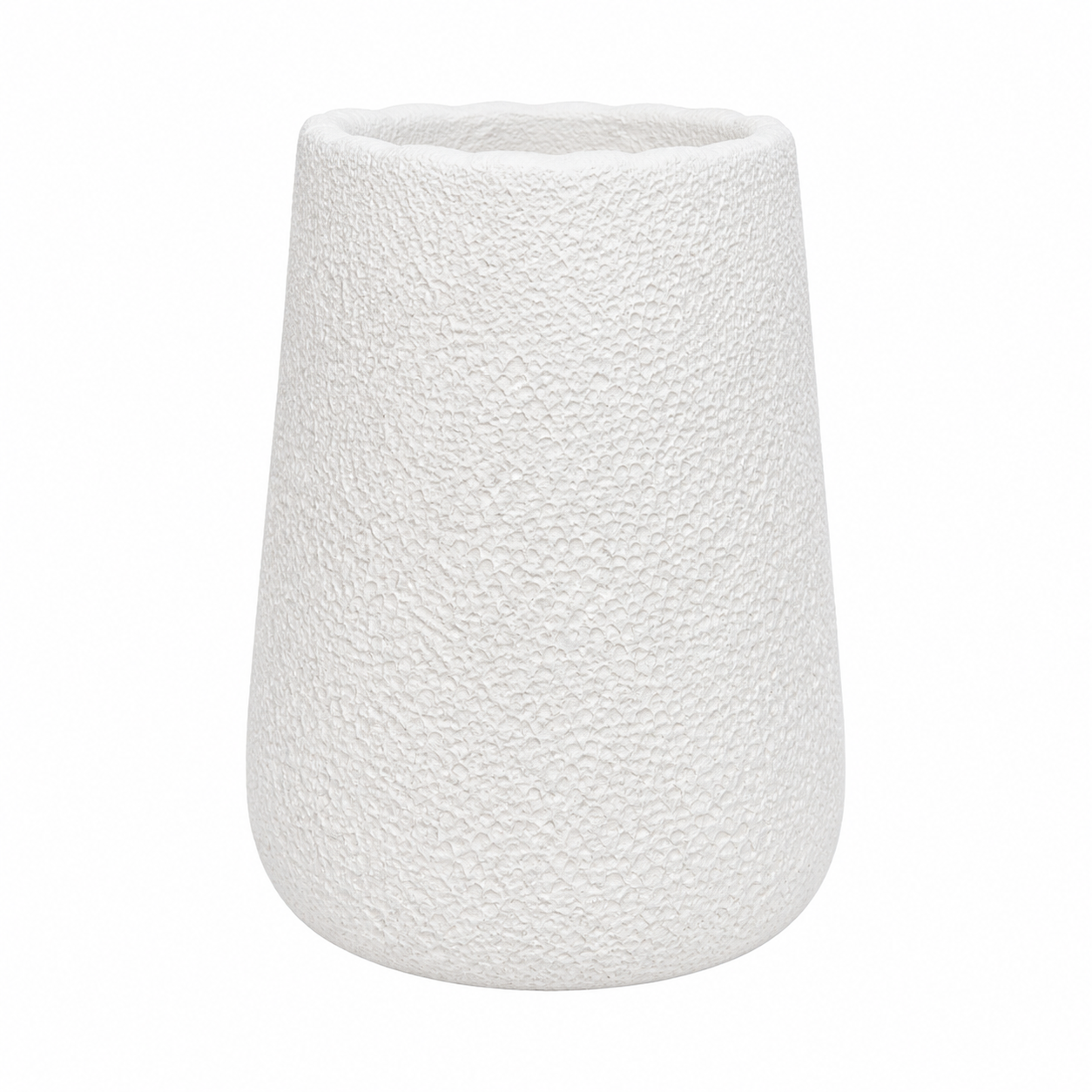 Textured White Coral Finish Medium Decorative Vase – Modern Artistic Home Accent - Habitt