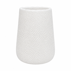 Textured White Coral Finish Medium Decorative Vase – Modern Artistic Home Accent - Habitt