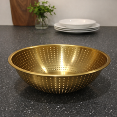 Golden Food Strainer  Stainless Steel Mesh Bowl (23 cm / 26 cm / 29 cm)