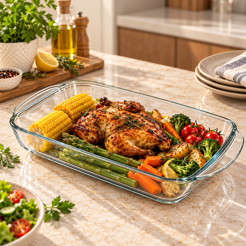 Rectangular Glass Dish 1.6L – Clear Baking & Serving Dish 1Pc
