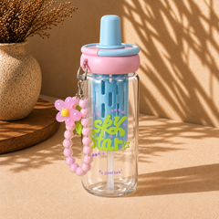 Blue 900ml Lucky Star Water Bottle with Straw & Charm