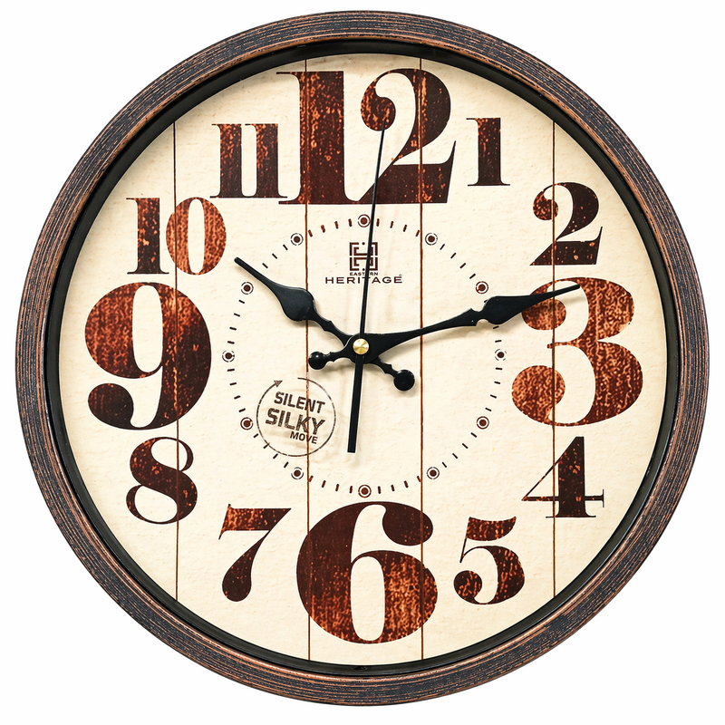 Oxford 14" Modern Wall Clock – Black Dial with Bold Yellow & White Numbers, Decorative Plastic Frame - Habitt