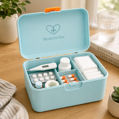 Portable Medicine Storage Box (Assorted) – Multi-Compartment First Aid Organizer with Secure Lock | Travel & Home Medical Kit Box