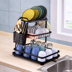 Modern Dish Rack – Multi-Functional Kitchen Drying Rack with Drain Tray - Habitt