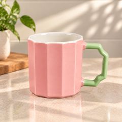 Octagon Mug Pink | Stylish Ceramic Coffee Cup