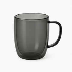 Set of 6 Double-Wall Mugs – Smoke Grey | Heat-Resistant Coffee & Tea Cups