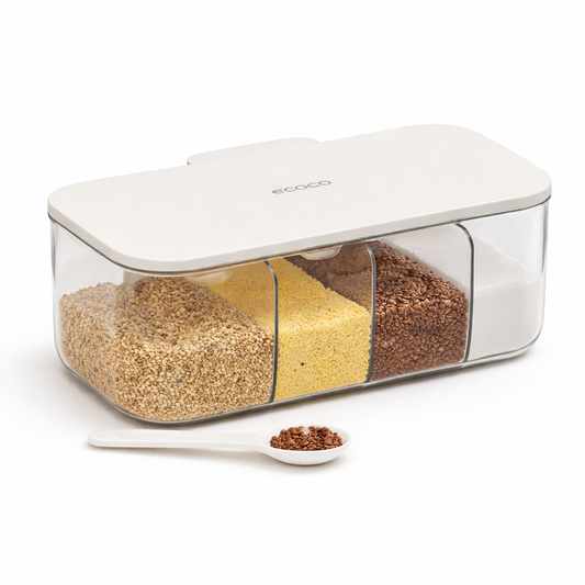 ECOCO Seasoning Box – Multi-Compartment Airtight Spice & Grain Storage Container - Habitt