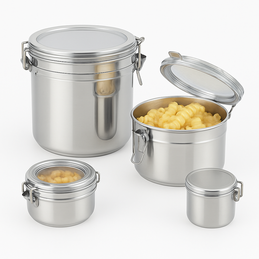 4-Piece Stainless Steel Airtight Canister Set for Fresh Food Storage & Kitchen Organization