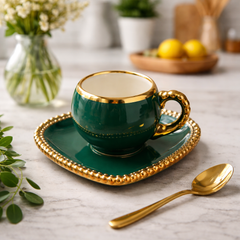 Ceramic Heart Shaped Cup & Saucer Set 100ML – Small Tea & Coffee Cup