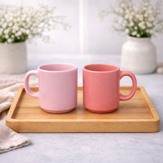Set of 2 Ceramic Coffee  Mug Light Pink & Dark Pink Color Cups | Modern Tea & Coffee Mug Set (Copy)
