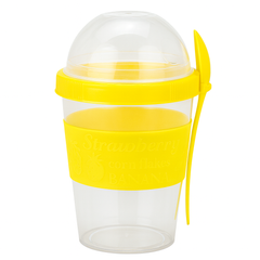 Portable Cereal & Yogurt Tumbler – Travel-Friendly Breakfast Cup with Dome Lid & Spoon (Green, Red, Yellow, White)