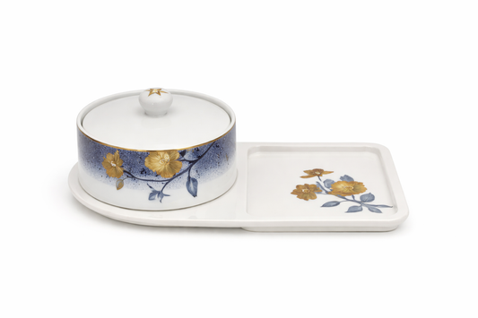 Elegant Floral Bowl with Serving Plate  –12-Piece Luxury Coffee Serving Collection