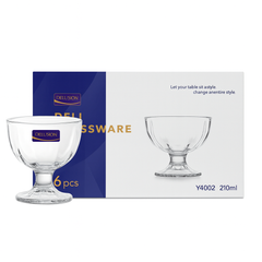 Clear Pressed-Glass Ice Cream Cups – 6-Piece Footed Dessert Set, 210 ml Capacity (Y4002)