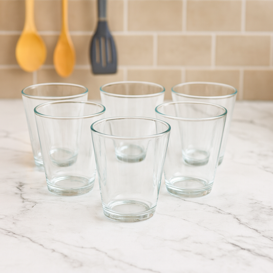 Classic Clear Tumbler Glass Set 275 ml – Everyday Heavy-Base Drinkware (6 Pcs)