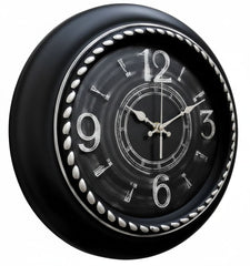 Heritage Prague 2 Wall Clock 18 x 18 Inch – Vintage Black Dial with Chalk-Style Numerals & Beaded Frame (Plastic) - Habitt