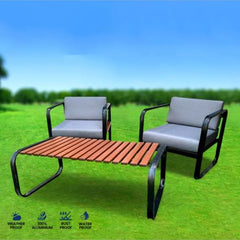 Atis 2 Seater Aluminium Outdoor Patio Sofa Set With Coffee Table