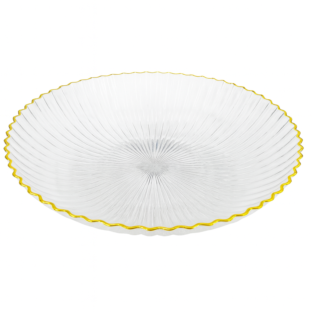 Acrylic Fruit Bowl with Golden Edge – Elegant Serving Bowl (Small, Large)