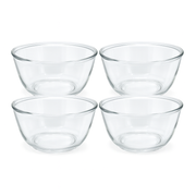 4-Piece Clear Glass Bowl Set – 1600 ml Large Multi-Purpose Mixing & Serving Bowls - Habitt