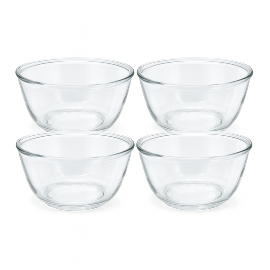 4-Piece Clear Glass Bowl Set – 1600 ml Large Multi-Purpose Mixing & Serving Bowls