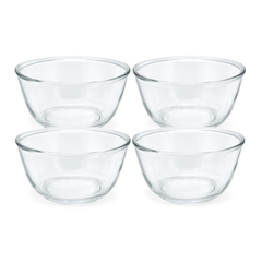 4-Piece Clear Glass Bowl Set – 1600 ml Large Multi-Purpose Mixing & Serving Bowls