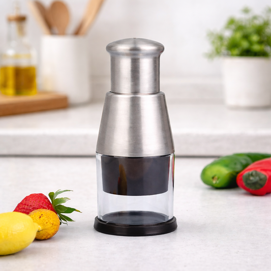 Stainless Steel Garlic Chopper – Manual Hand Press Vegetable Chopper