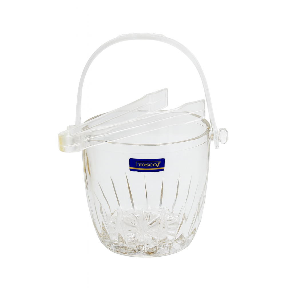 620 ml Crystal-Style Ice Bucket with Handle & Tong – Premium Clear Ice Holder for Home, Parties & Bar Use (1 Pc)