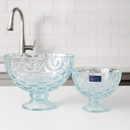 Clear Textured Pressed-Glass Ice Cream Bowl Set – 7 Pieces (1 × 221/110.5 mm Small Bowls)