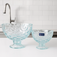 Clear Textured Pressed-Glass Ice Cream Bowl Set – 7 Pieces (1 × 221/110.5 mm Small Bowls)