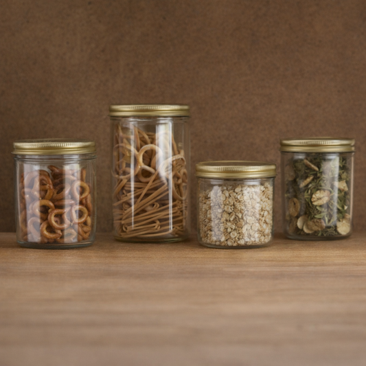 4PCS Glass Storage Jar Set with Lid – Clear Kitchen Containers