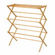 Bamboo Folding Towel Rack – 3-Tier Freestanding Collapsible Drying Stand (42.375” H x 29.25” W) - Habitt