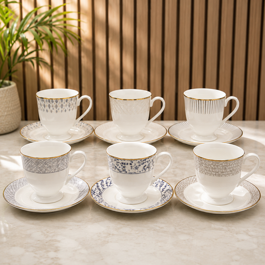 Assorted  Design Print Cup & Saucer Set | Ceramic Tea Cup Set