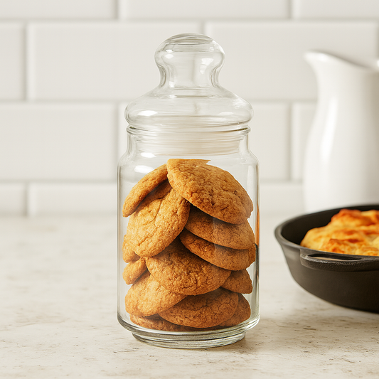 Clear Pressed-Glass Storage Jar with Lid – 750 ml Airtight Kitchen Container (1 Piece)