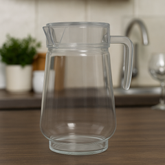 1600 ml Clear Glass Beverage Jug – Durable 1-Piece Drink Pitcher with Easy-Pour Spout & Handle (1 Pc)