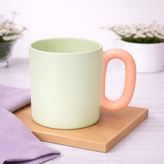 Modern Pastel Ceramic Mug – Two-Tone Coffee & Tea Cup in Green