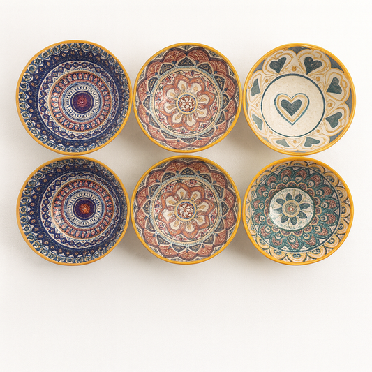 6-Piece Ceramic Bowl Set – Assorted Mandala & Heart Patterns (JMJ-004 | 103173)