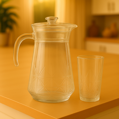 Star-Cut Premium Glass Water Set – 7-Piece Set (1.7 L Jug + 278 mL Glasses)