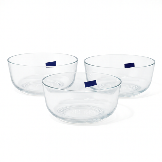3-Piece Clear Glass Bowl Set – 2200 ml Large Multi-Purpose Mixing & Serving Bowls