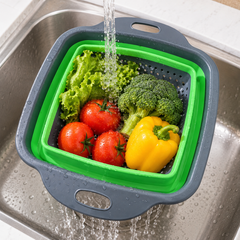 Drain Basket – Foldable Silicone Kitchen Strainer Green