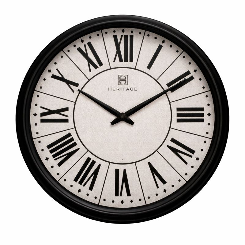 Heritage “Moon Time” Wall Clock 20" – Classic Roman Numeral Wall Clock with Black Plastic Frame - Habitt