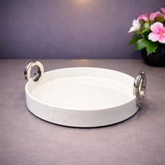 Plate With Handle  – Elegant Round Serving Plate with Side Handles - Habitt