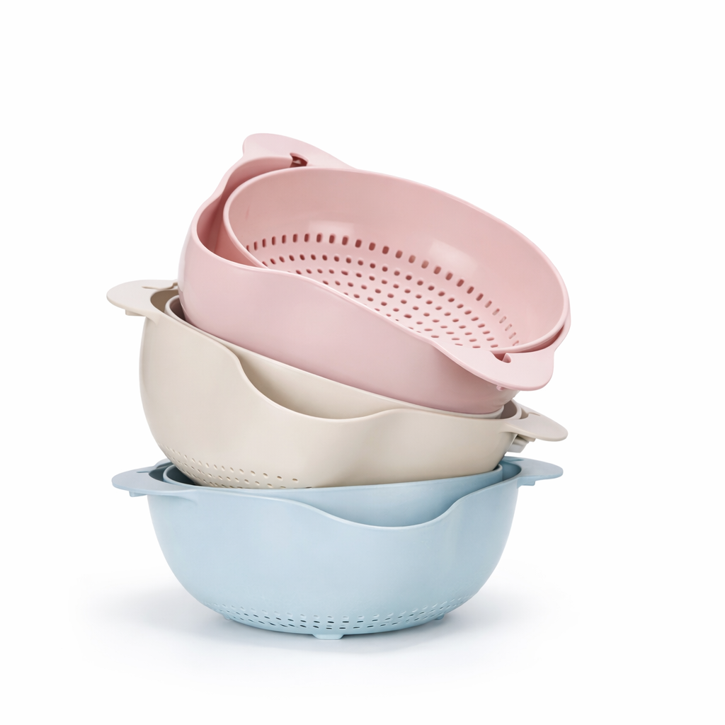 1Pc Assorted Imperial Multi-Purpose Drain Basket – Plastic Colander for Fruits, Vegetables & Kitchen Washing - Habitt