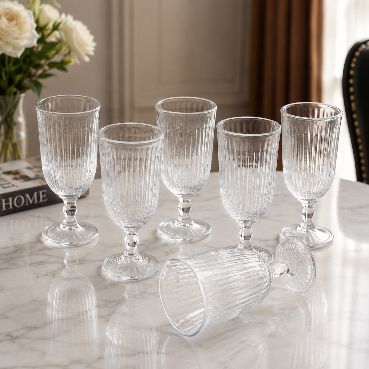 Elegant Clear Textured Glass Goblet – Classic Premium Drinkware