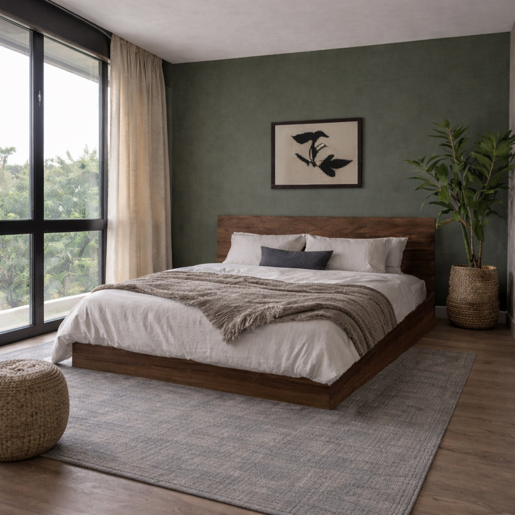 Zen King Size Bed – Minimalist Solid Wood Design - Habitt