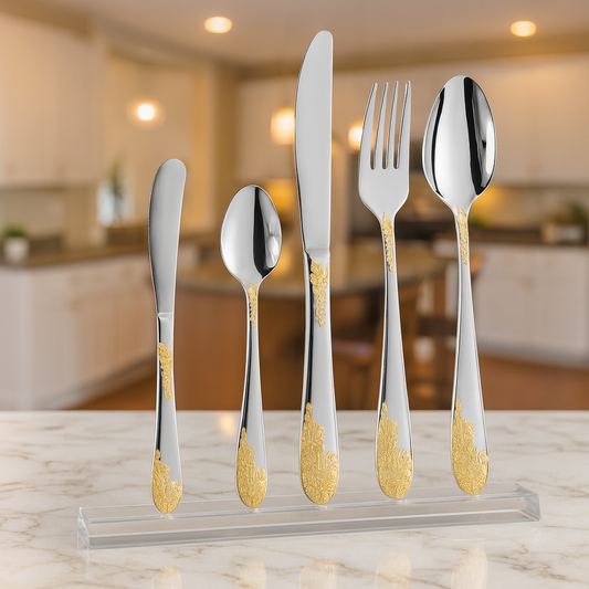 Premium 92-Piece Two-Tone Stainless Steel Cutlery Set