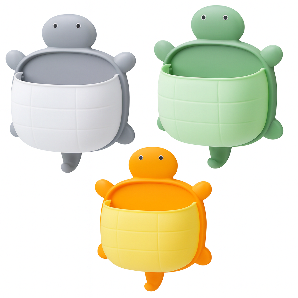 Assorted Turtle-Shaped Toothbrush Holder – Wall-Mounted Bathroom Organizer for Kids & Adults