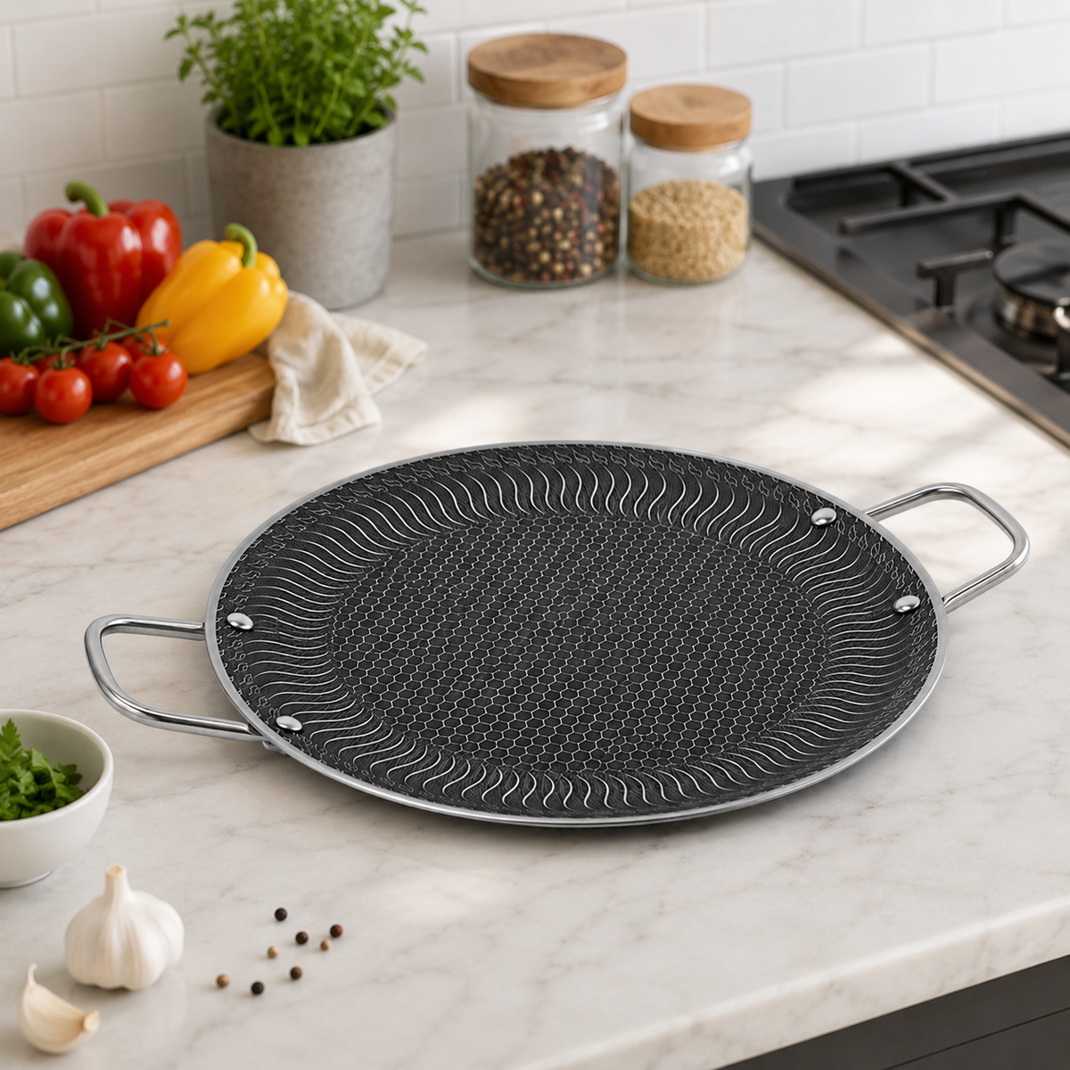 Stainless Steel BBQ Grill Plate – Honeycomb Style