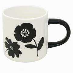 Black Flower Mug – Elegant Monochrome Design